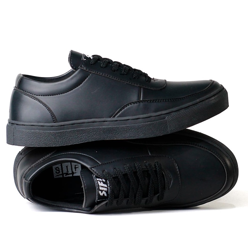 Sepatu Sneakers Pria Casual Original Kulit Neo Premium Sintetic Retro Classic Shadow Full Black Sekolah Kerja Keren Trendy Modern