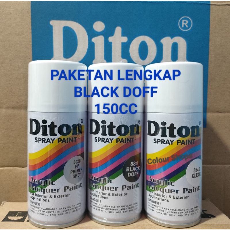 Pilok Cat Diton Black Doff 884 Primer Grey Epoxy 8020 Clear 8540 Paketan Hitam Doff 3 pcs 150cc Pilox Cat Semprot Diton Spray Paint