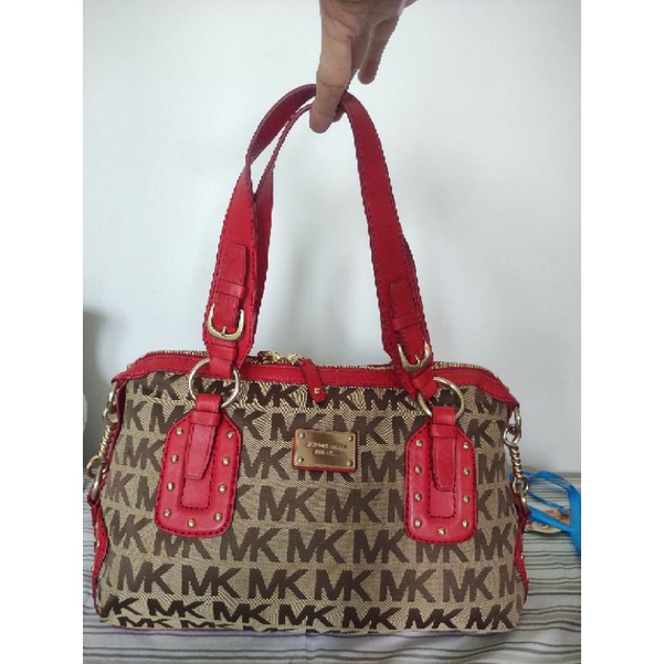Tas Wanita branded Michael Kors Original Merah Logo Kulit Asli