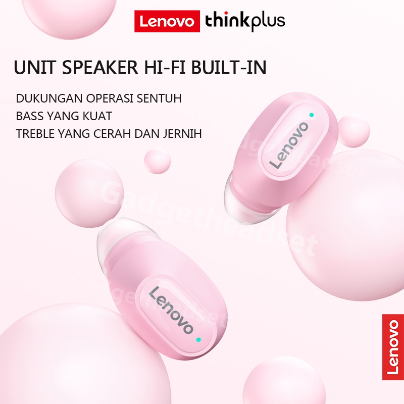 Thinkplus Lenovo XT62 Headset Bluetooth 5.3 Mini Earbud TWS Earphone with Microphone Latensi rendah