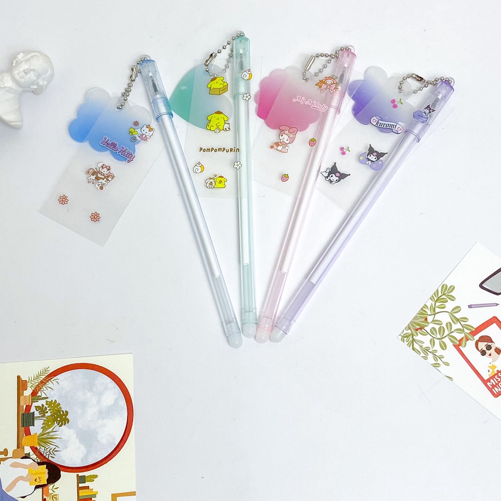 

Pen Gantungan Stiker Akrilik Sanrio / Pulpen Gel Tinta Hitam Gantungan Stiker Akrilik DIY Motif Kartun Jepang Kucing Sanrio Hello Kitty My Melody Kuromi Pompompurin