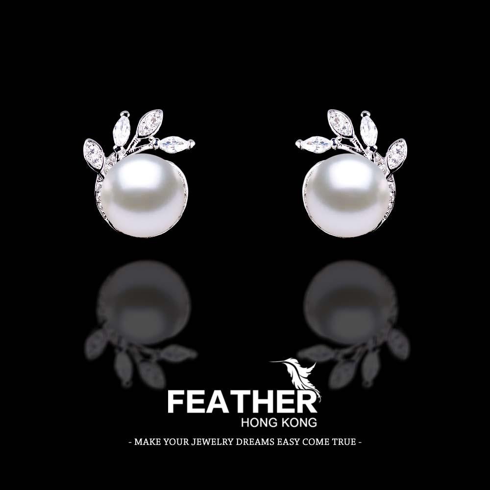 FEATHER HONGKONG - ANTING MUTIARA - Anting-Anting Wanita Cewek Lapisan Platinum Jewelry Import Korea