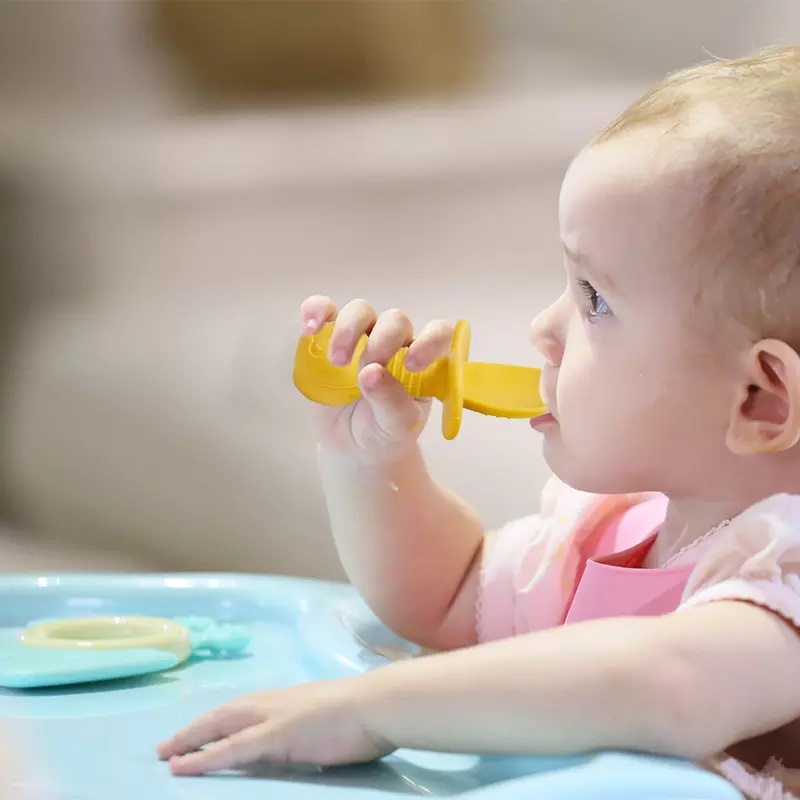 GOOGOO Baby Training Silicone Mini Spoon Fork / Sendok Garpu Silikon Bayi