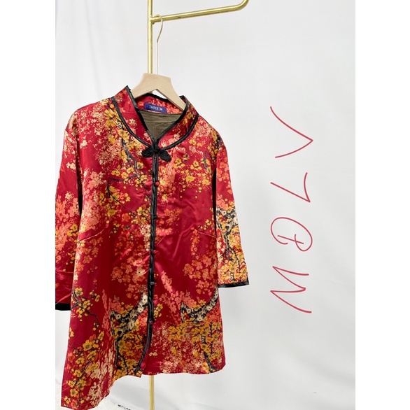 MDLV ~ 0108# CNY Wealthy Cheongsam Blouse Silk Satin Import