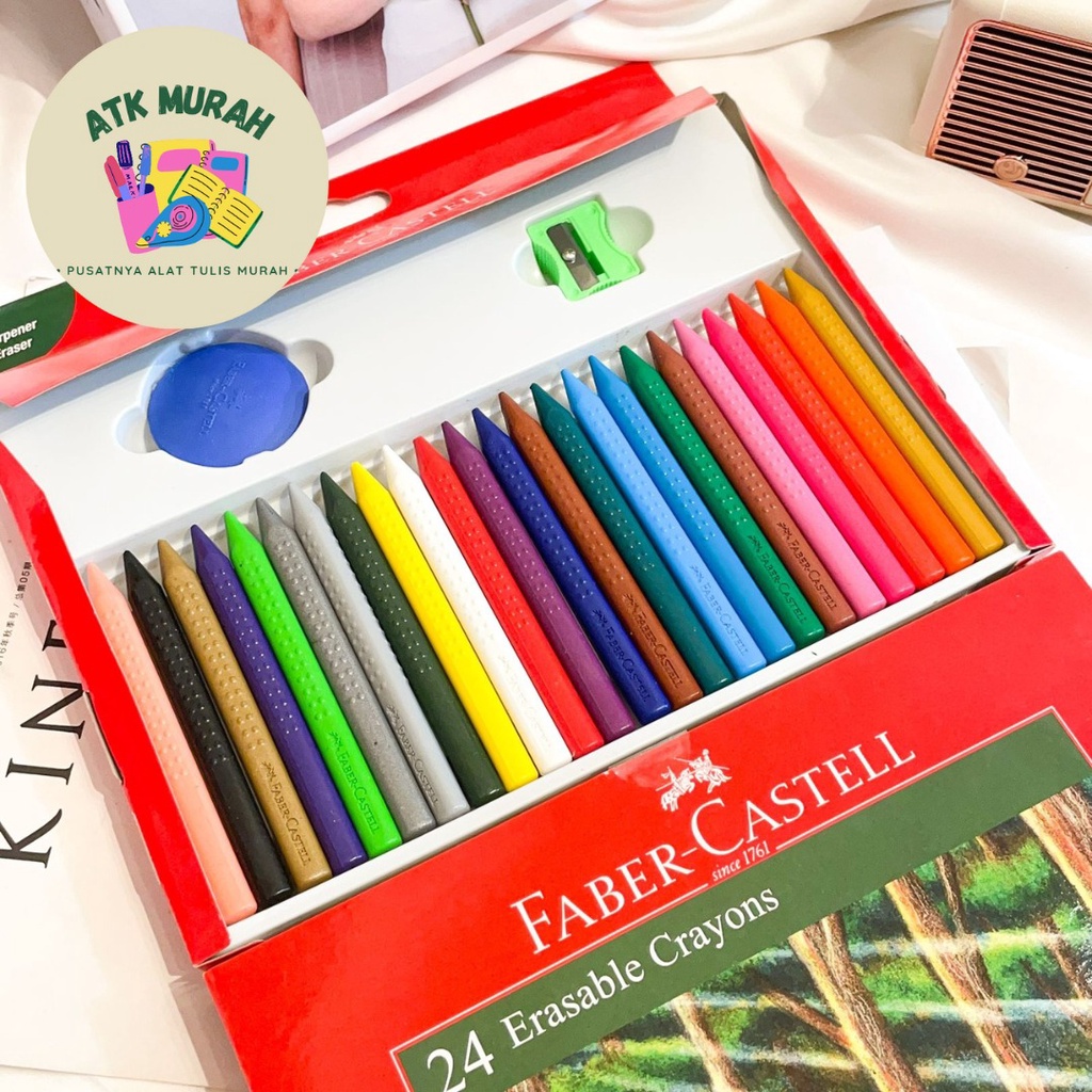 

CRAYON ERASEABLE FABER CASTELL isi 24 pcs free rautan dan penghalus COD krayon termurah