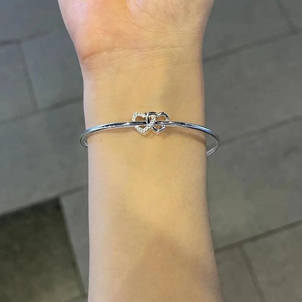 Gelang Tangan Adjustable Motif Hati Ganda Untuk Wanita