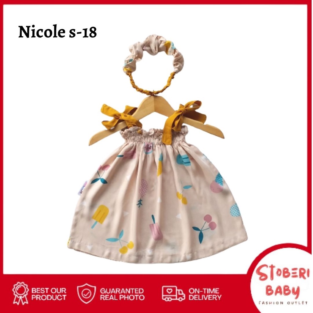 PUNCAK 3.3 stoberi baby - BBB NICOLE summer dress bayi rayon bonus headband scrunchie new2