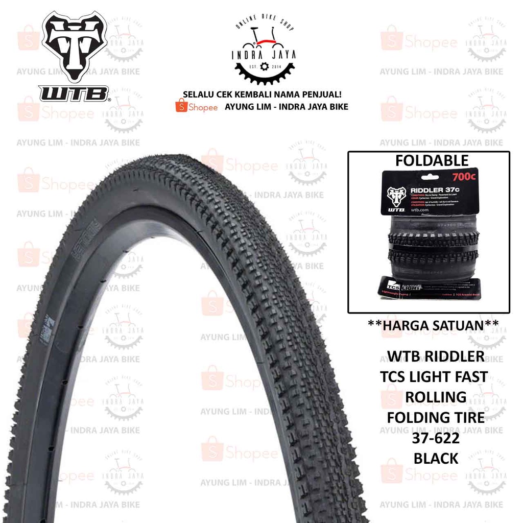 Ban Luar - WTB Riddler TCS Light Fast Rolling Folding Tire - 700 X 37C - 37-622 - Black