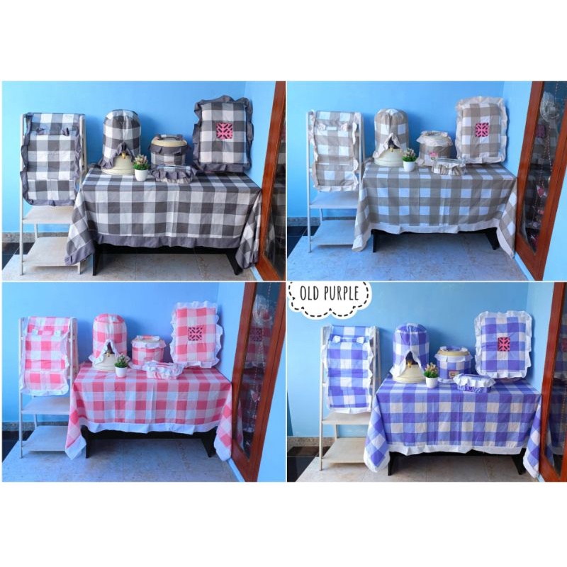 SH Kichent Set Homeset Murah Taplak Meja Sarung Galon Sarung Magicom Penutup Kulkas Tudung Saji