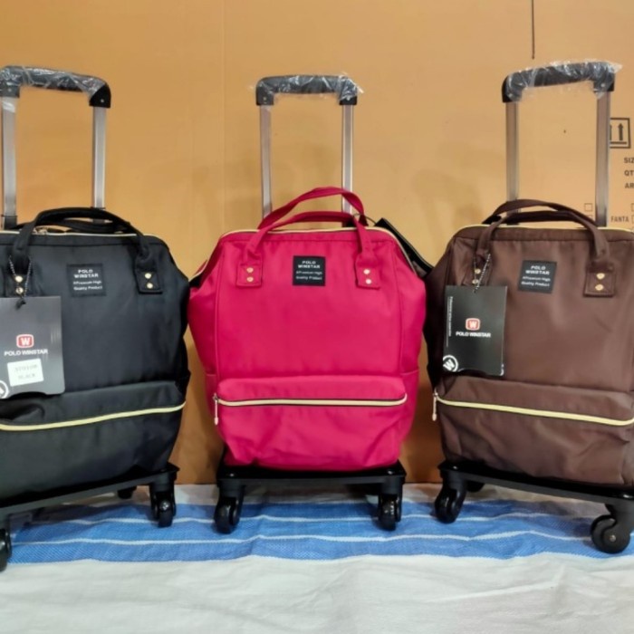 Tas Koper Ransel Trolley Roda 4 Merah