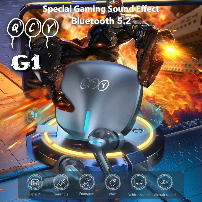 QCY Original Product TWS Gaming Bluetooth Earphone with Charging Case - QCY-G1