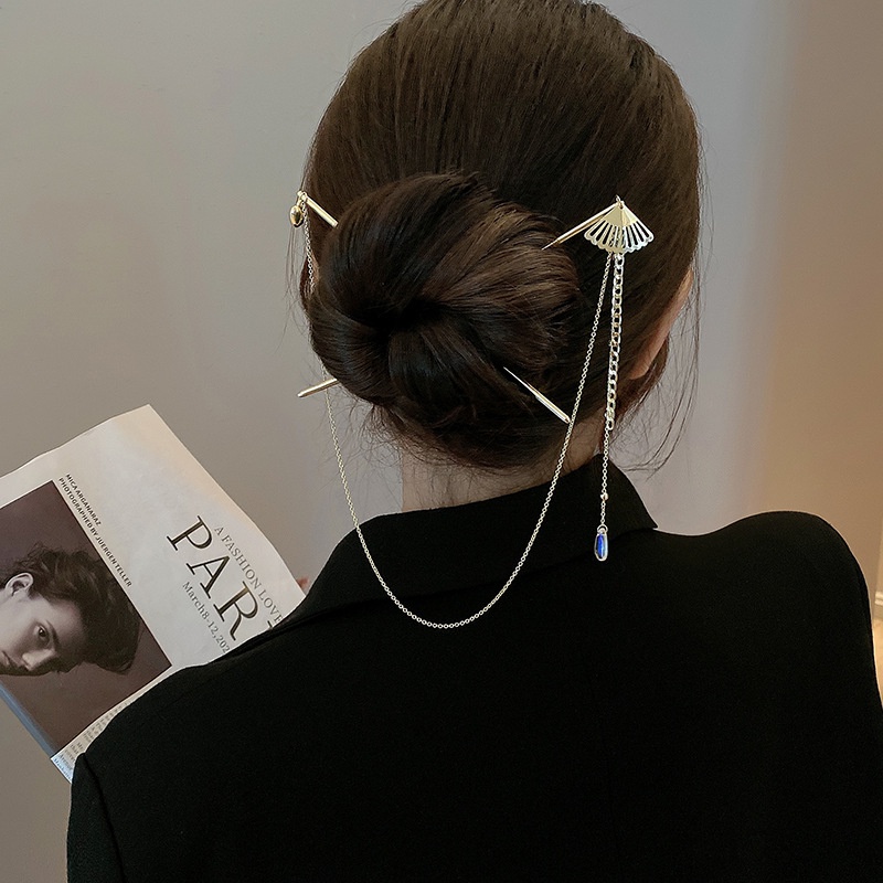 Jepit Rambut Model Rumbai Bahan Metal Gaya Kuno Untuk Wanita