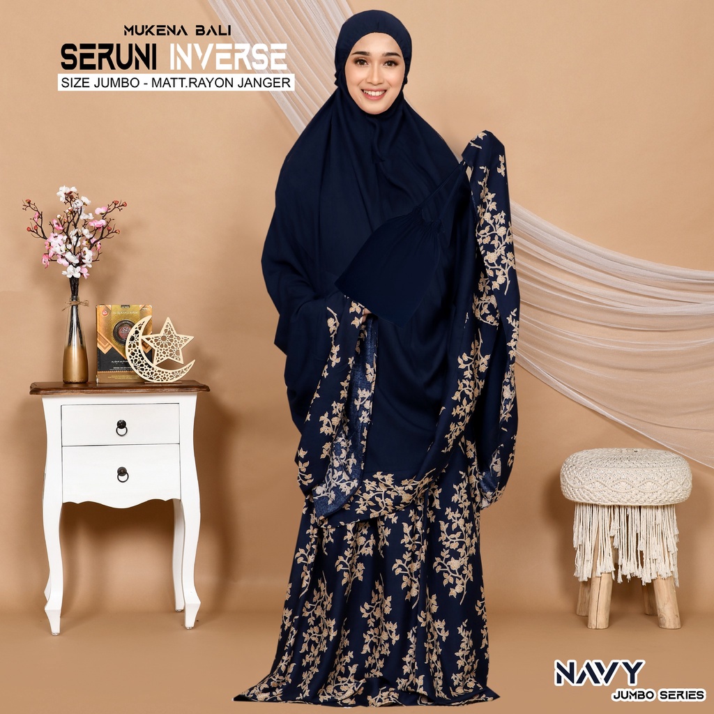Mukena Bali seruni Jumbo-Navy invers jumbo