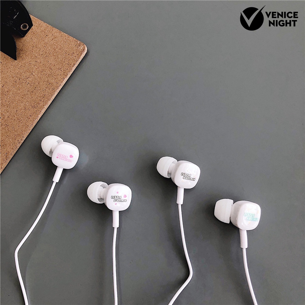 (VNEP) (Berkabel) Earbud Kartun Lucu Universal Bass In-Ear Mic Earphone dengan Kotak Penyimpanan