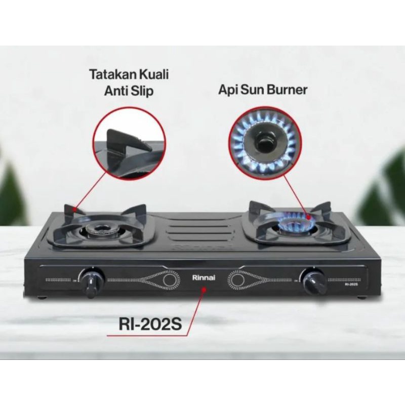 KOMPOR GAS RINNAI 202S - KOMPOR RINNAI 2 TUNGKU - KOMPOR RINAI - RINNAI 2 MATA