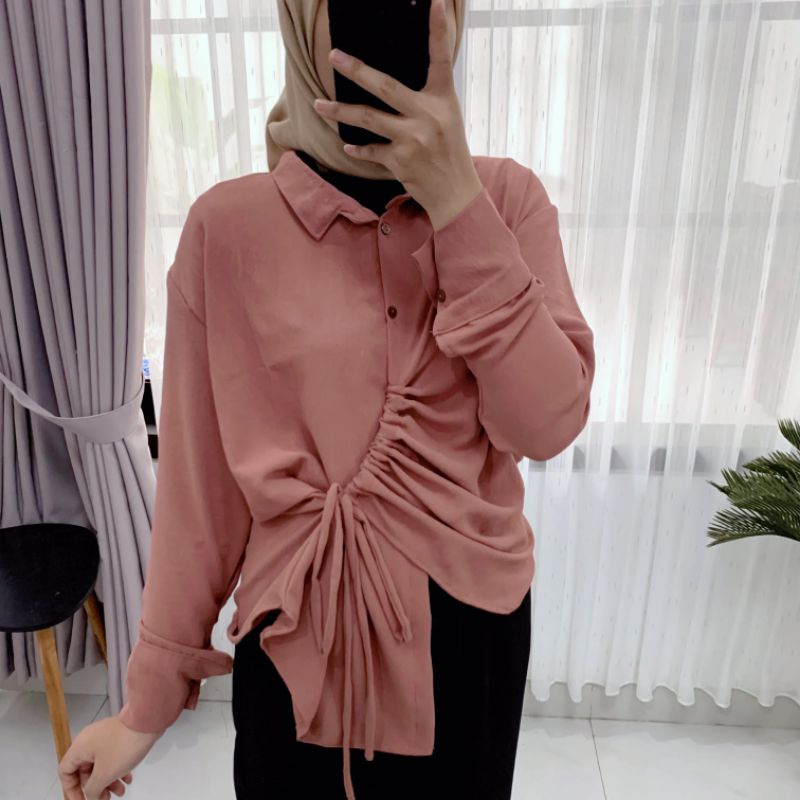 Annie Blouse Kemeja Atasan Baju Wanita Crincle Airflow Serut