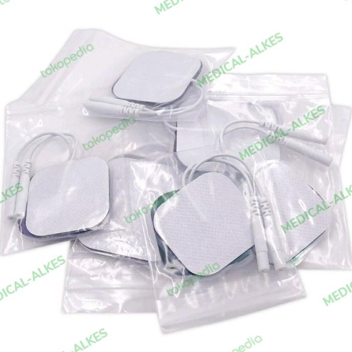 10pcs Pad Elektroda Pijat Reusable Dengan Perekat Untuk Mesin Tens