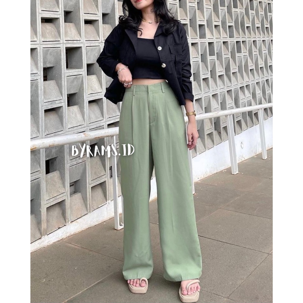 Celana Kulot Crinkle Highwaist Wanita Loose Cullote Pants