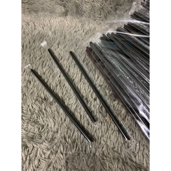 SEDOTAN PLASTIK STERIL 6MM 20CM ISI (100) HITAM MINUMAN ES TEH LUBANG 6MM PANJANG 20cm KECIL LANCIP RUNCING