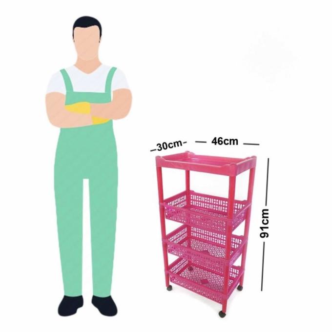 Rak Salon / Rak Dapur Shinpo Plastik Dengan Roda 4 Susun