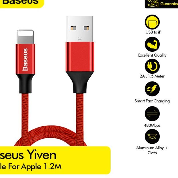 Yiven Cable For iPhone 1.2M - CALYW - Merah