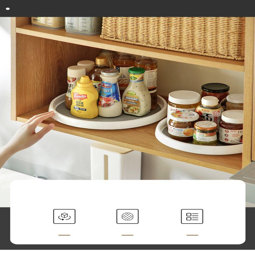 Solighter360°Rotating Spice Rack Organizer Wide Base Meja Putar Kamar Mandi Pantry Cabinet Turntable