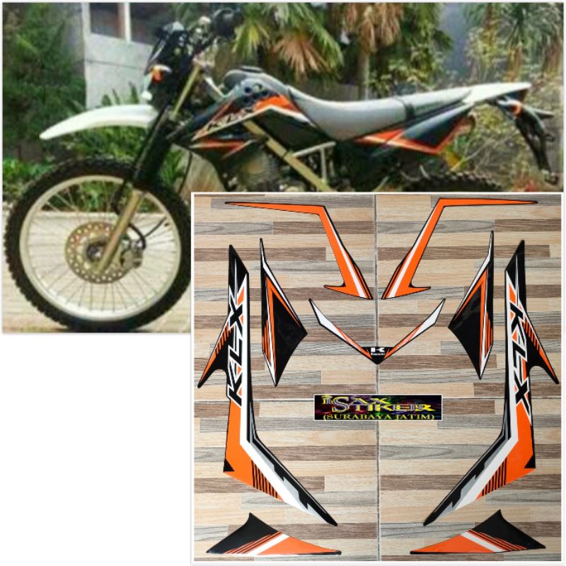 striping original Kawasaki KLX 150 hitam oren tahun 2014