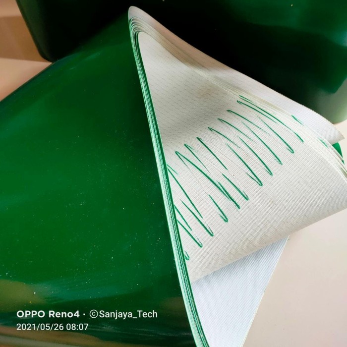 belt conveyor pvc 3mm hijau kanvas / green fabric custom