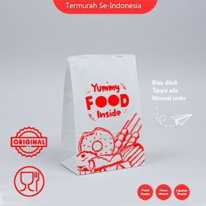 (MOTIF) kantong Kertas Makanan Custom Uk. 17x7x13 cm / Bungkus Makanan Kanton Kertas Food Grade Beba