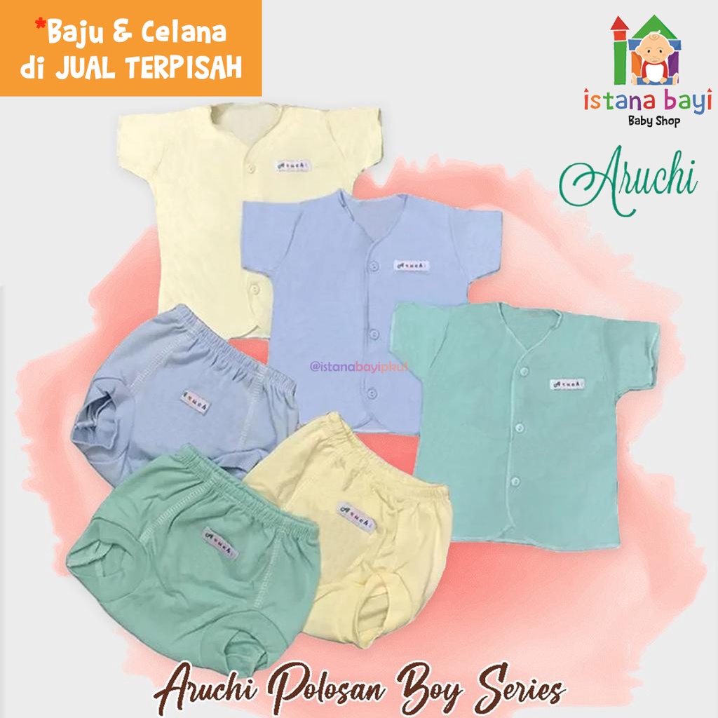 Aruchi Baju Pendek Warna Tanpa celana New born 1 Pcs - Aruchi Baby baju Bayi