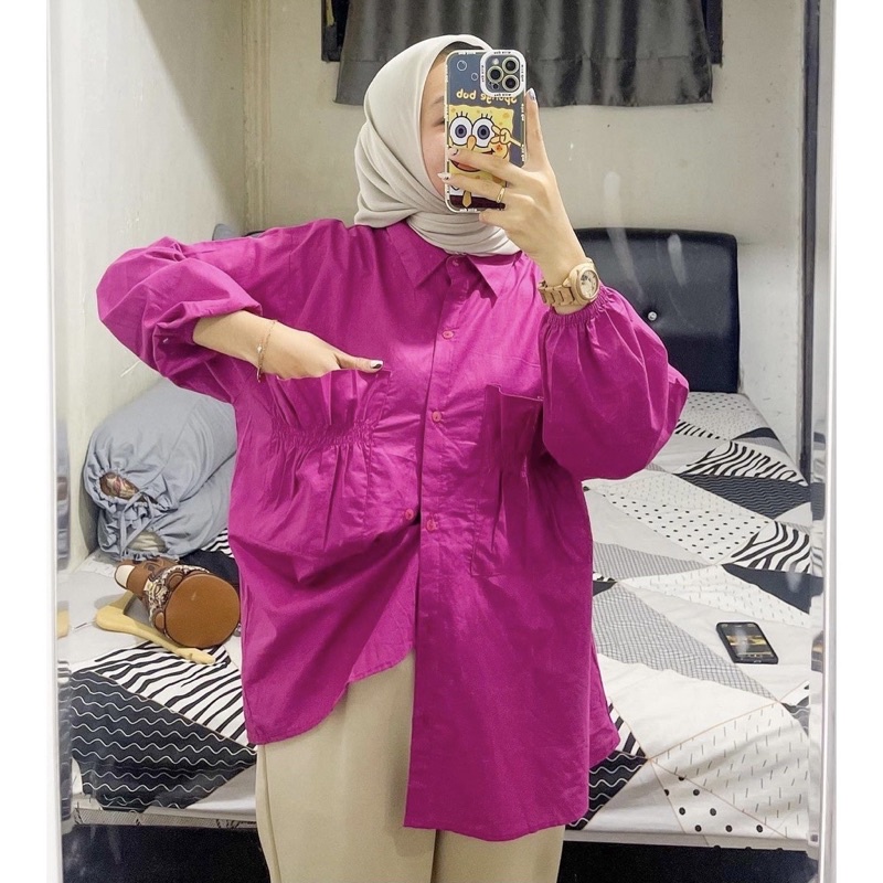 NGS-CANTIKA TOP / KELSIE / KEMEJA KATUN POPLIN POCKET / ATASAN BAJU WANITA / BLOUSE WANITA
