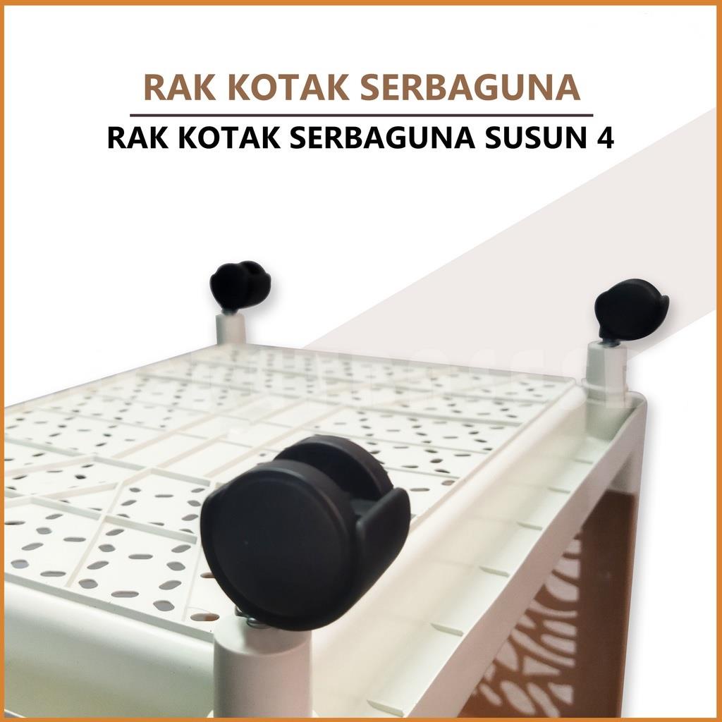 MJS 985 - Rak Plastik Multifungsi 4 Susun dengan Roda Rak Portable Troli Kokoh Serbaguna