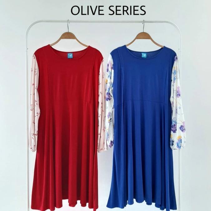 Mamigaya Olive Dress Bahan Kaos Lengan Panjang Baju Menyusui