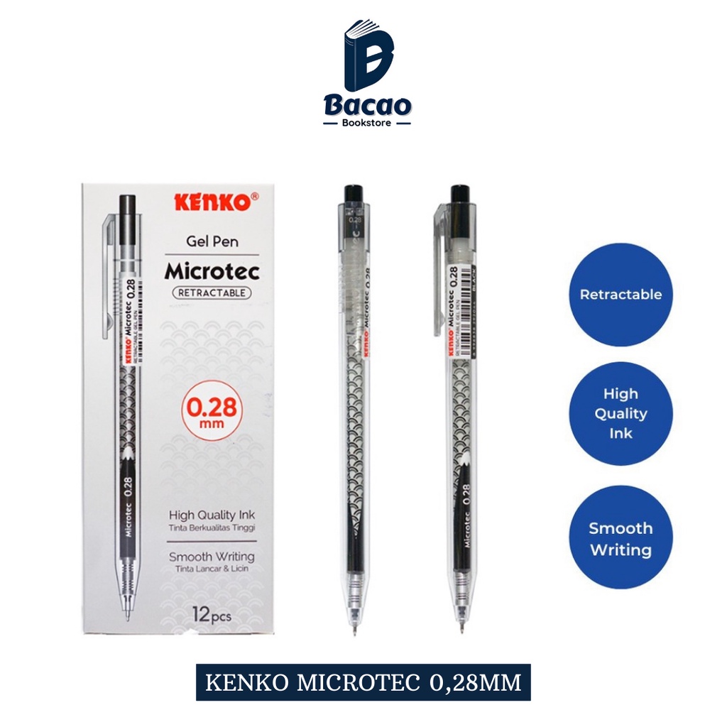 

Kenko Gel Pen Pulpen Pena Tinta Hitam Needle Tip Microtec 0.28mm - HARGA PER 1 PCS