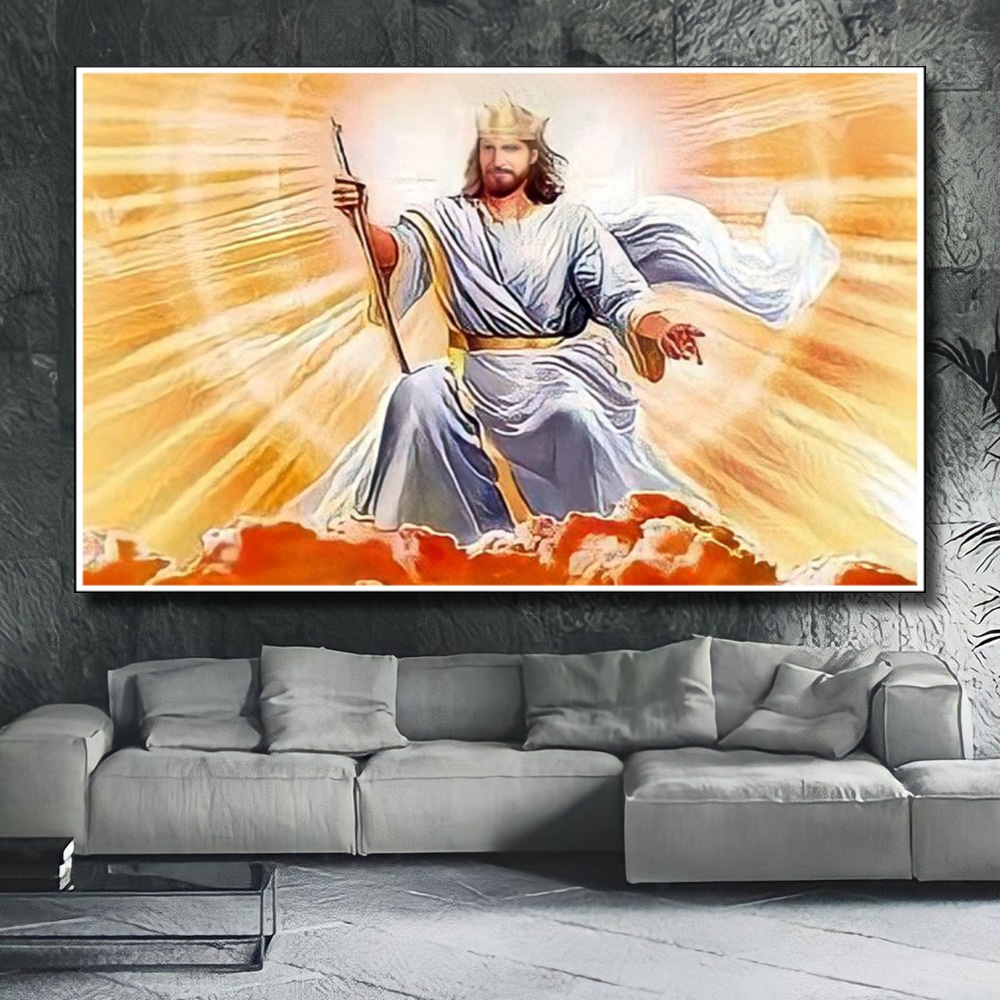 Hiasan Dinding Poster Gambar Tuhan Yesus  Xtra Jumbo Besar Best seller Ukuran 100x70cm 150x100cm 200