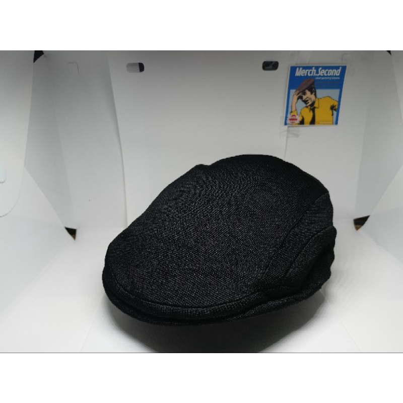 Topi flat Caps newsboy "Kangol" (Kangol) Hitam preloved second copet pelukis