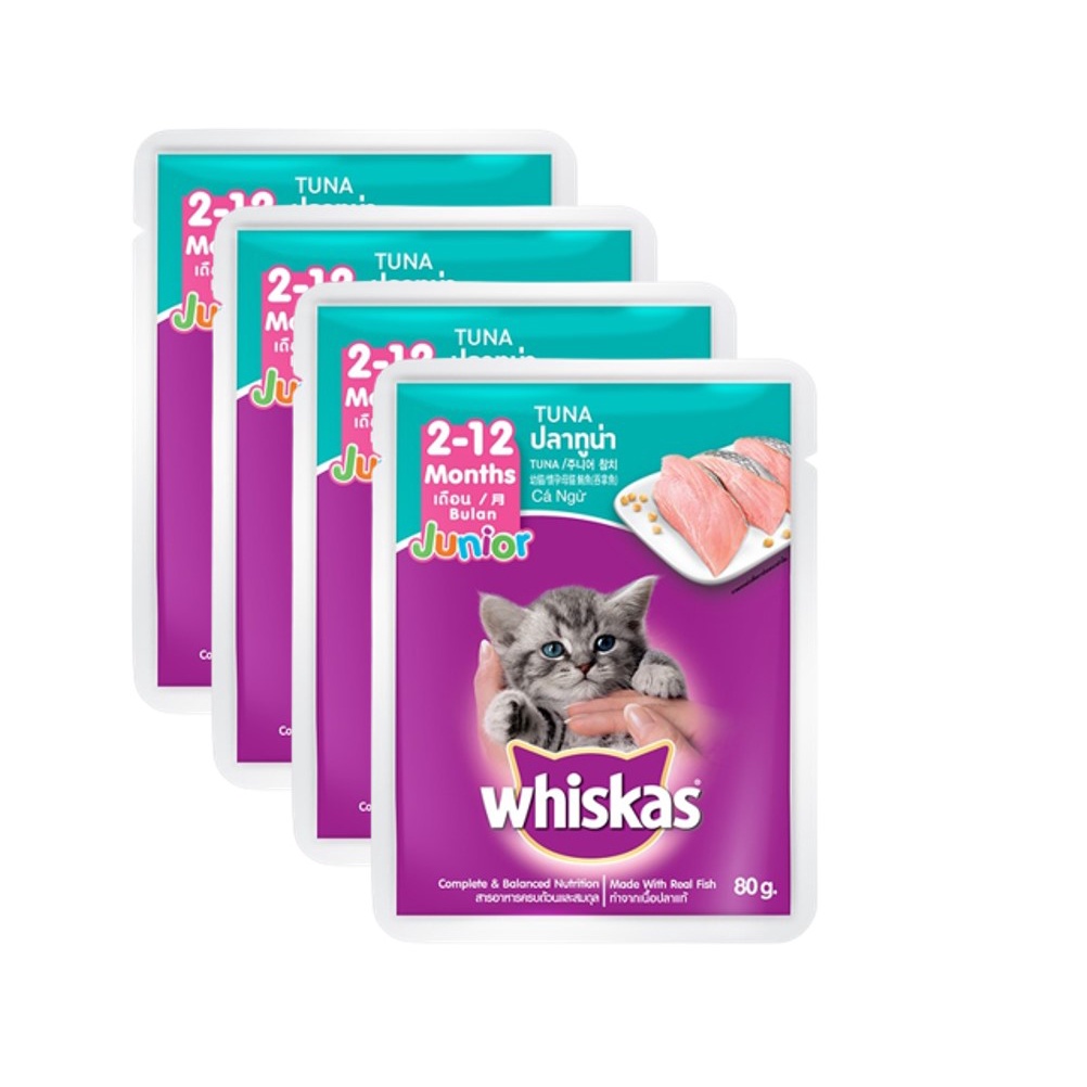 Jual WHISKAS Makanan Kucing Basah Junior Rasa Tuna 4 x 80 g Shopee