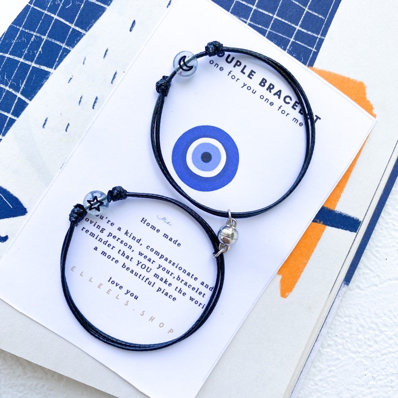 gelang couple bulan bintang manik bulat/gelangcouple magnet/gelang tali