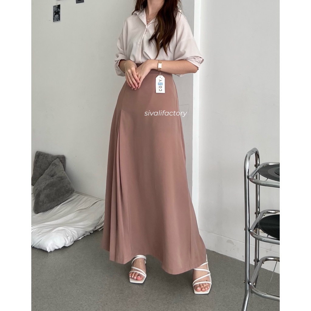 SIVALI Bailey Skirt 8862 | Polyester Skirt Anti Kusut - Midi Maxi Korean Loose Skirt - Rok Wanita