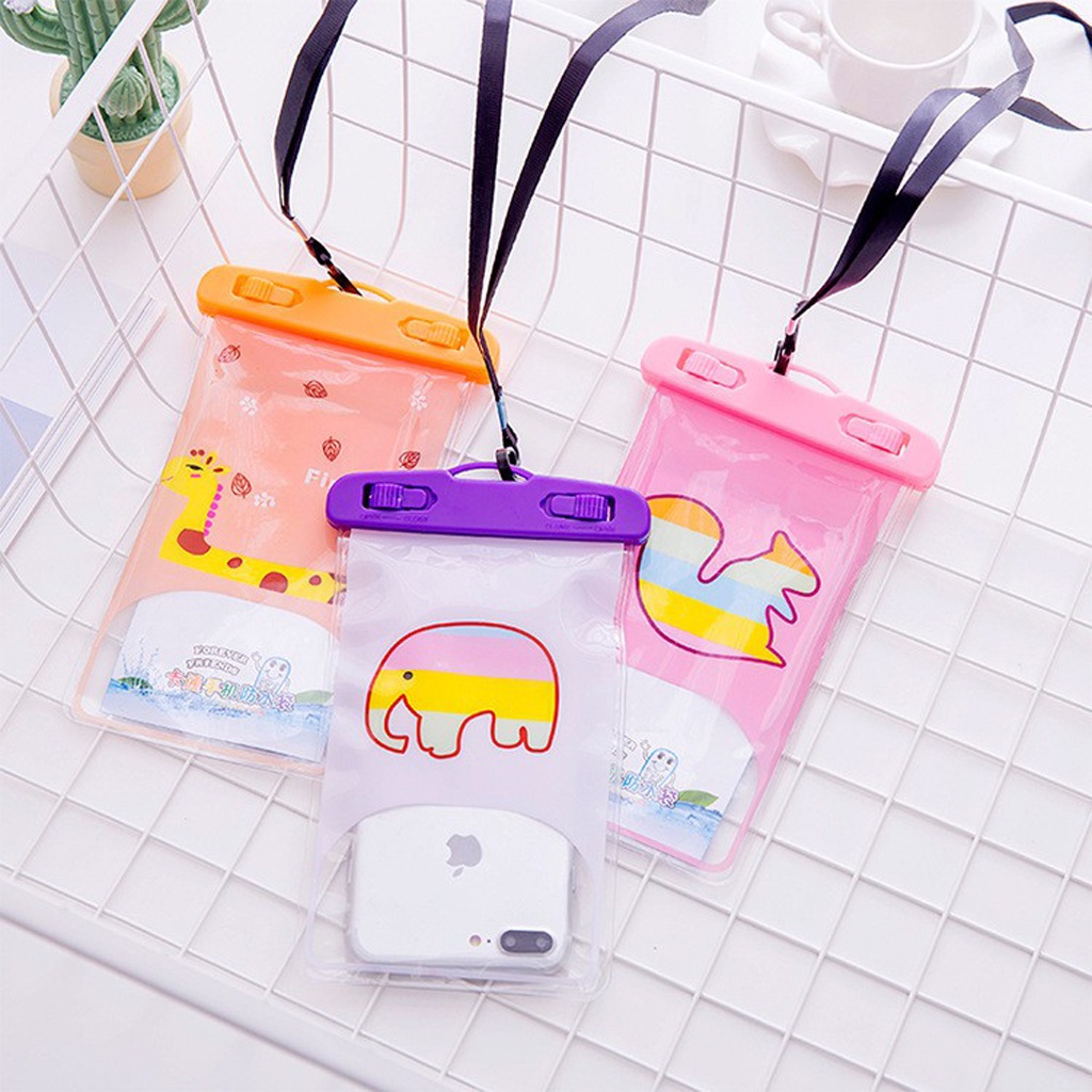 ❤GTB❤ Sarung HP Anti Air Motif Kartun Pouch HP Smartphone Waterproof Case Karakter Free Tali Gantung R647