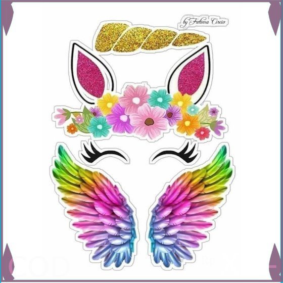 TOPER CETAK KERTAS TOPPER UNICORN DAN SAYAP 1 SET