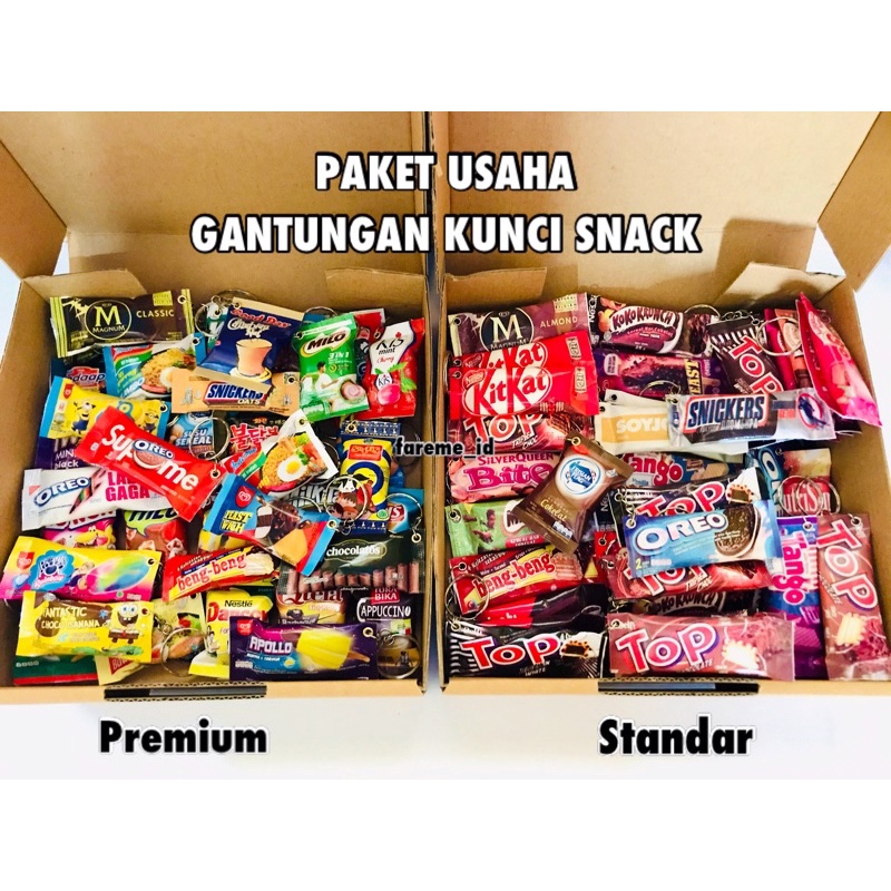 Paket Usaha Gantungan Kunci Snack isi 100 / Miniatur Snack Lucu Murah Grosir / Souvenir Pernikahan Unik