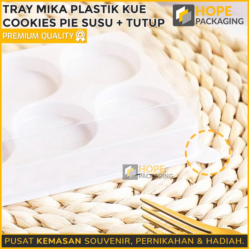 Tray Mika Plastik  Kue Cookies Pie susu + tutup / Tempat Makan Kue 6 sekat 10x 14.5x 4 cm / box mika / dome cake mika /dome bulat mika