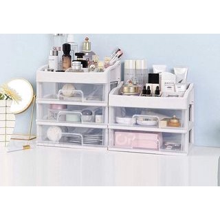 Rak Kosmetik 3 Laci Susun Drawer Multifungsi untuk Kosmetik Laci Alat Tulis Desktop Serbaguna