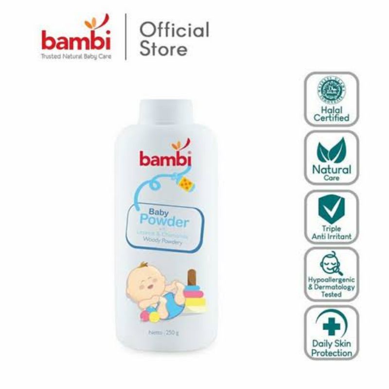 Bambi Baby Woody Powder 100gr / Bedak Bayi / Bedak