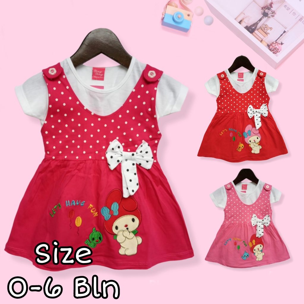 22807 - OVERALL DRESS BAYI CEWEK DRES ANAK BABY NEW BORN LUCU PAKAIAN KIDS BAJU PEREMPUAN MOTIF KARA