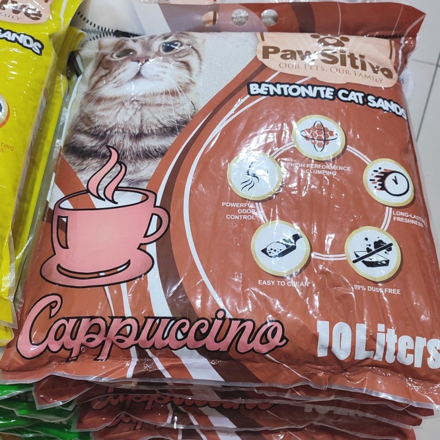 Pasir kucing wangi gumpal Pawsitive 10 liter cappucino