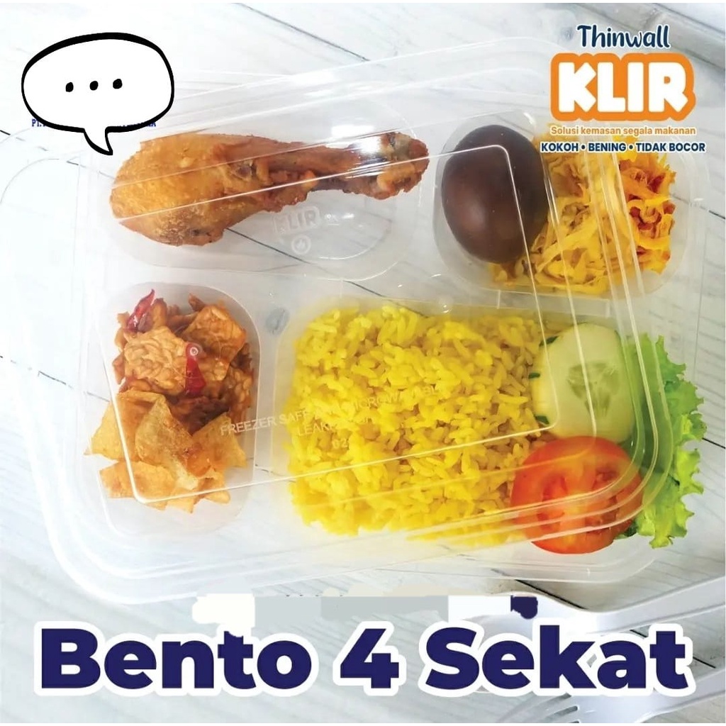 Bento Sekat 4 Plastik Thinwall / Food Container Premium ECERAN 1PCS