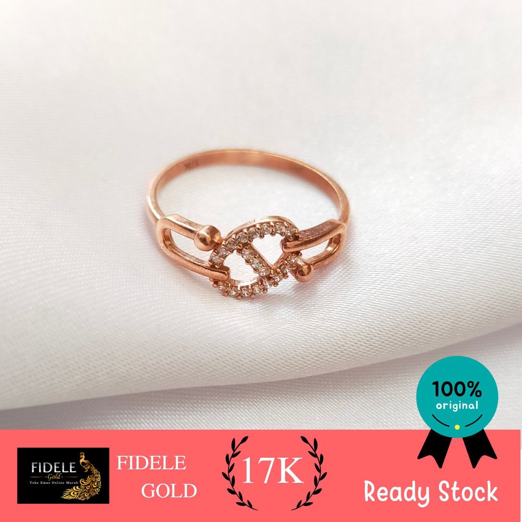 Cincin Aileen Emas Tua Permata Infinity Emas 750 emas asli