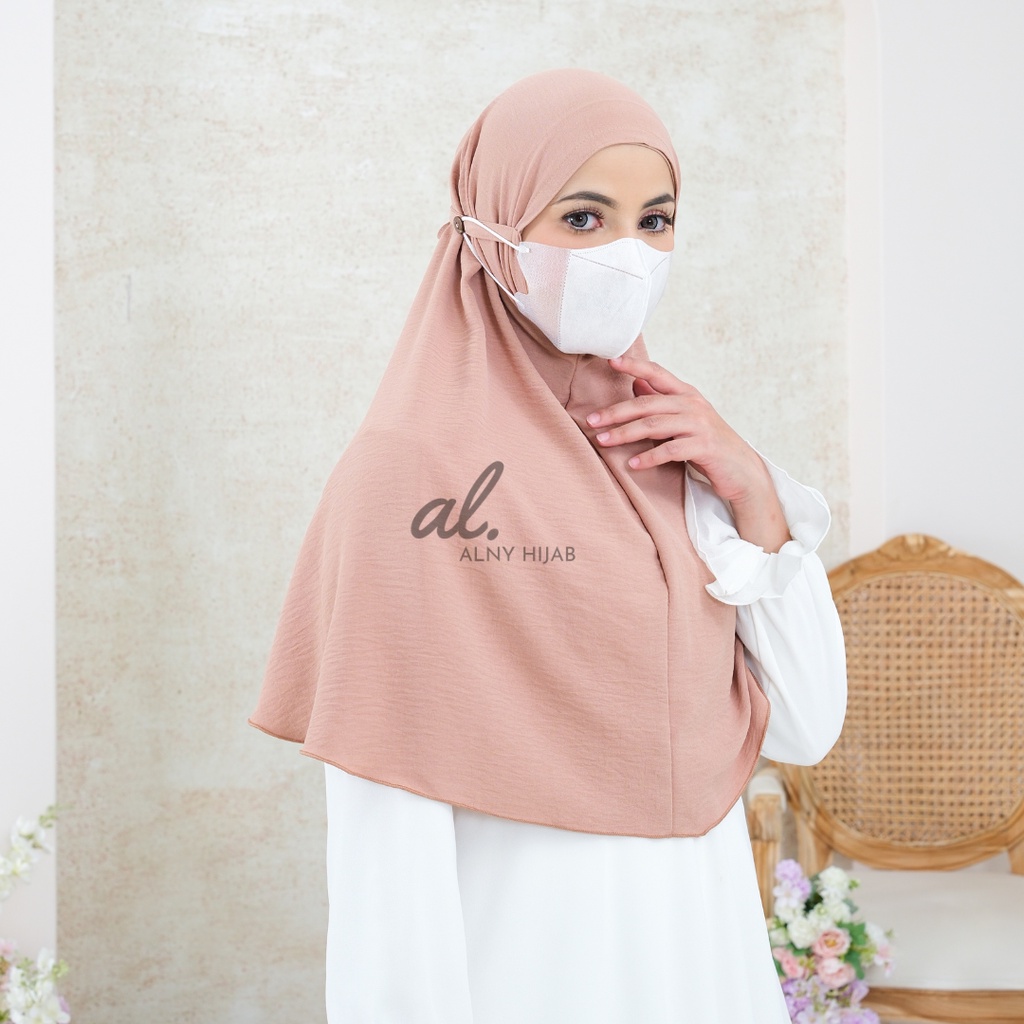 Bergo Crinkle Konektor Airflow Maryam Tali Kancing Masker Hijab instant khimar ironless Kerudung crinkle Jilbab simpel 2in1